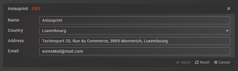 Company info form