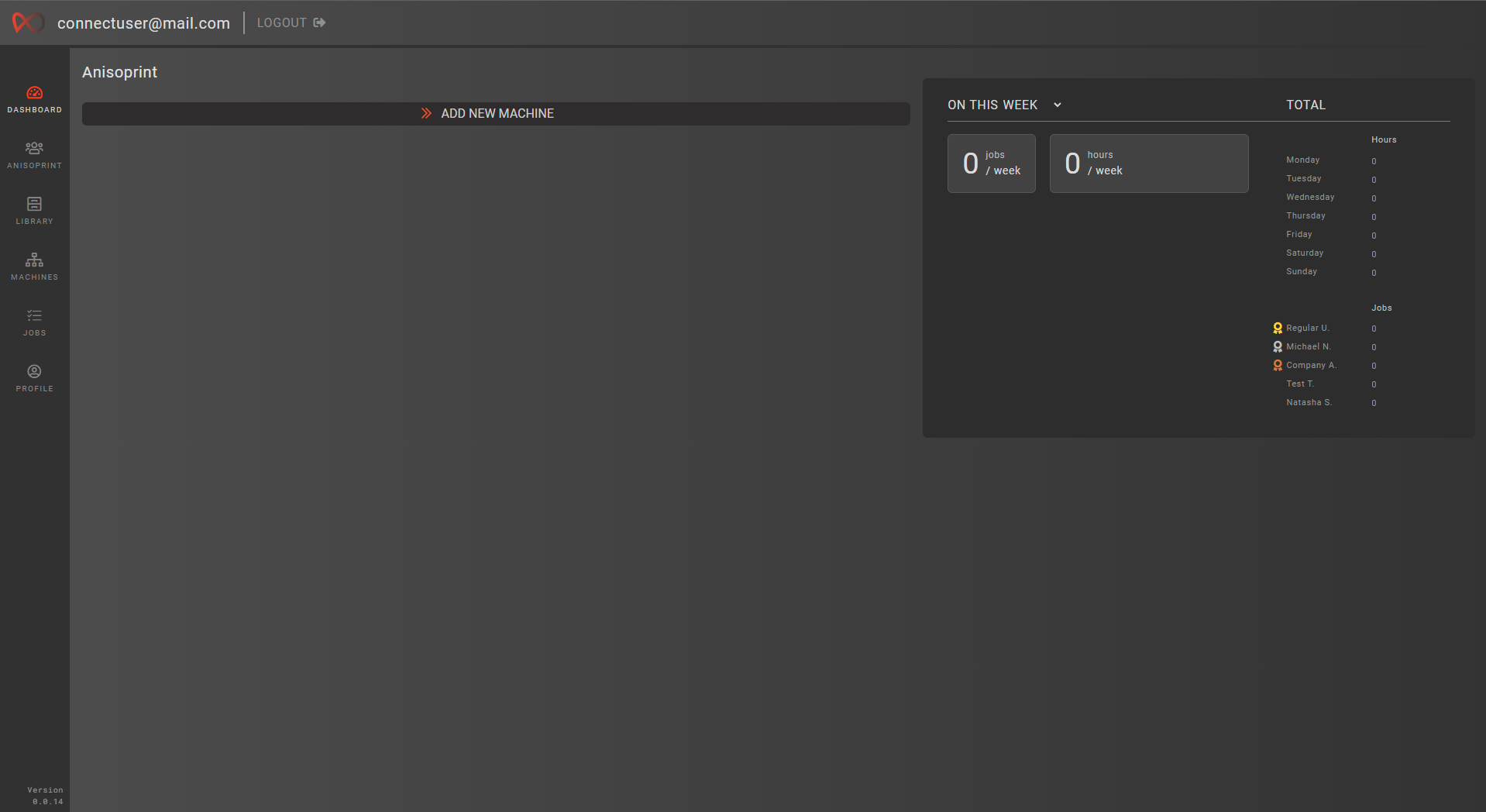 Dashboard screen