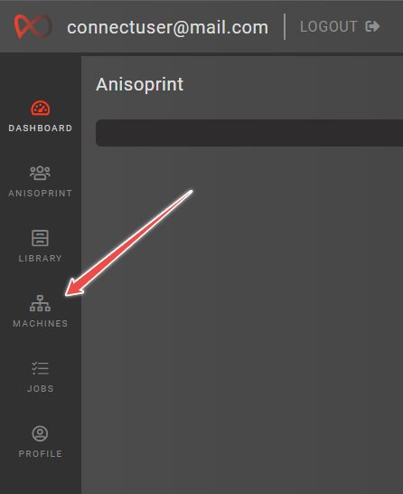 Machines button in the navbar