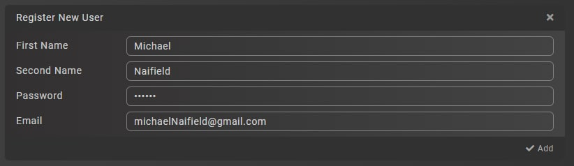 Add new user form